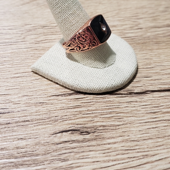 Men's 14k Rose Gold Plated White Sapphire ring - Picture 13 of 15